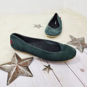 Oliberte Flats Green Black Leather ballet round toe women's Size 40